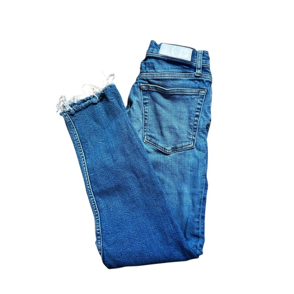 Re/Done Originals Comfort Stretch High Rise Distressed Raw Hem Straight Jeans 27 - Picture 10 of 10